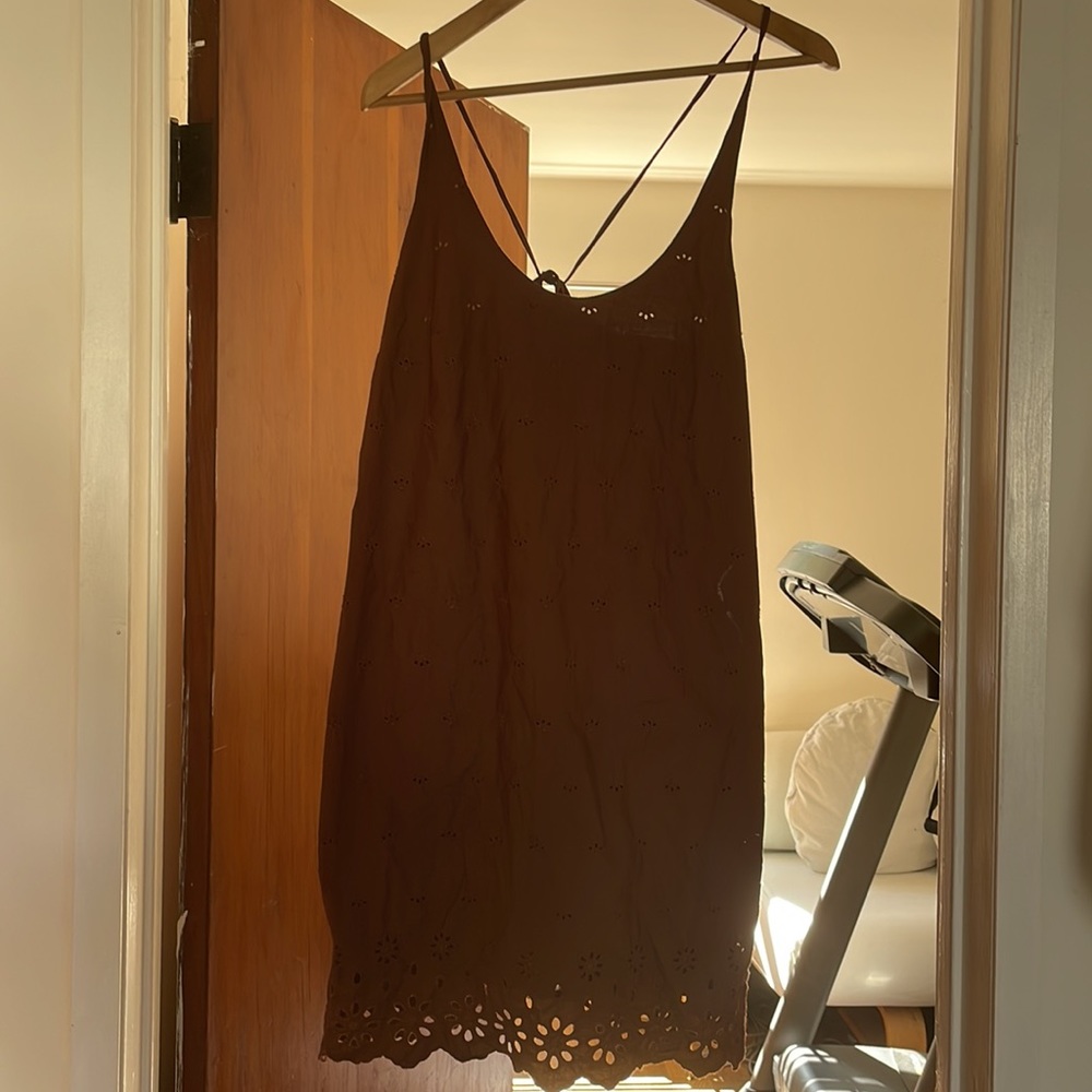 Gap: Brown eyelet lined dress with adjustable straps:  Small NWOT